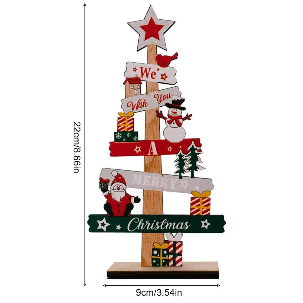 Christmas Xmas Tree Desktop Ornament Santa Claus DIY Decoration Wooden Merry Christmas Signs Plaque 2025 New Years Party Gifts