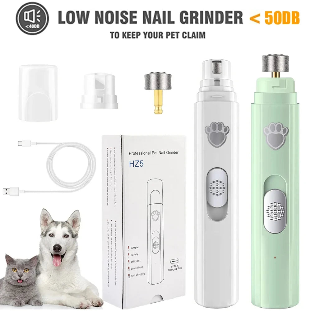 Dog Nail Grinder Pet Cat Dog Nail Trimmers Clippers Kit 2 Speed Rechargeable Electric Pet Cat Nail Grinder Quiet Low Noise