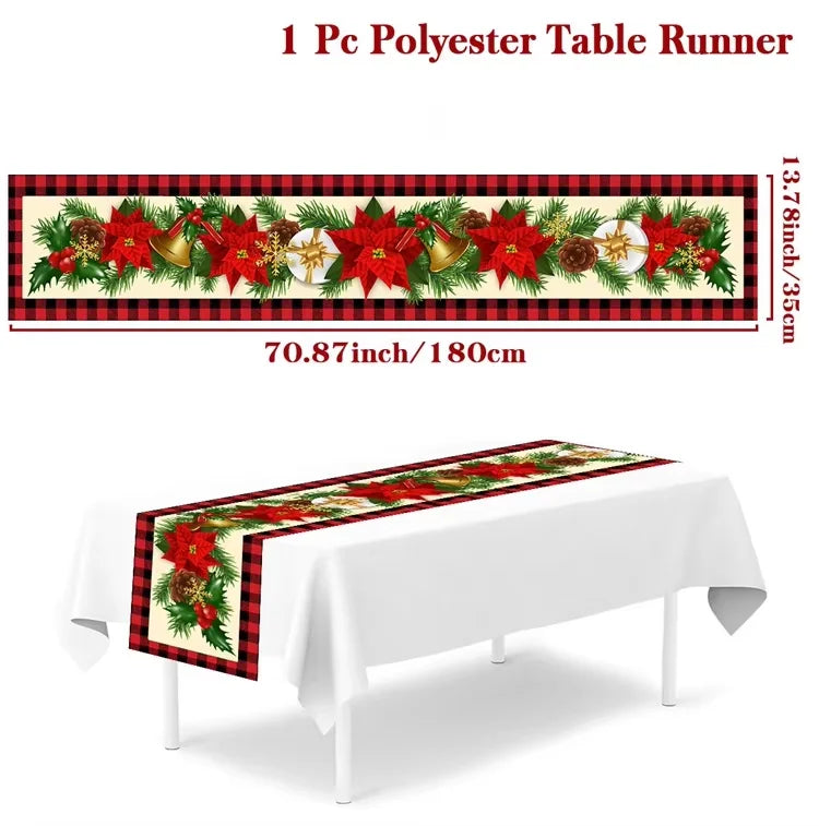 Christmas Table Runner Cloth Merry Christmas Table Decor for Home 2024 Tablecloth Xmas Ornament Navidad Natal New Year Gift 2025