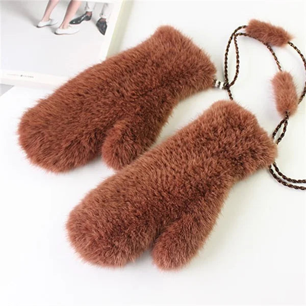 High Quality Warm And Comfortable Fur Gloves Women's Premium Mink Fur Mittens Outdoor Warm Woven Halter Gloves