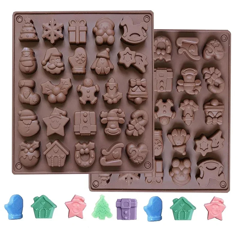 Christmas Chocolate Mold Silicone Xmas Tree Santa Snowflake Shape Candy Jelly Making Mould Ice Cube Tray Kitchen Baking Tools