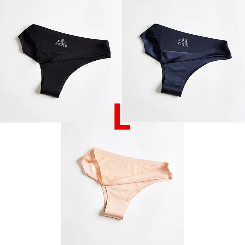 3Pcs Xiaomi Panties Briefs Panties Woman Underwear Sexy Seamless Thong T-back G-string Underpant Ice Silk Ladies Panties