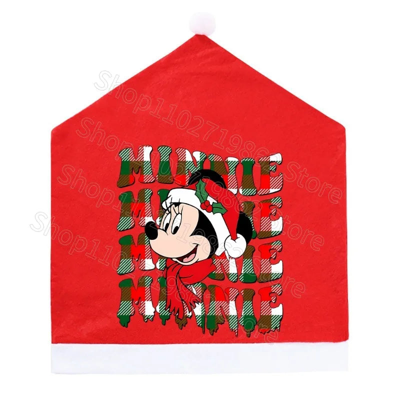 Minnie Mickey Mouse Christmas Chair Covers Decorations 2025 New Year Dinner Party Home Decor Xmas Cartoon Anime Graphic Print