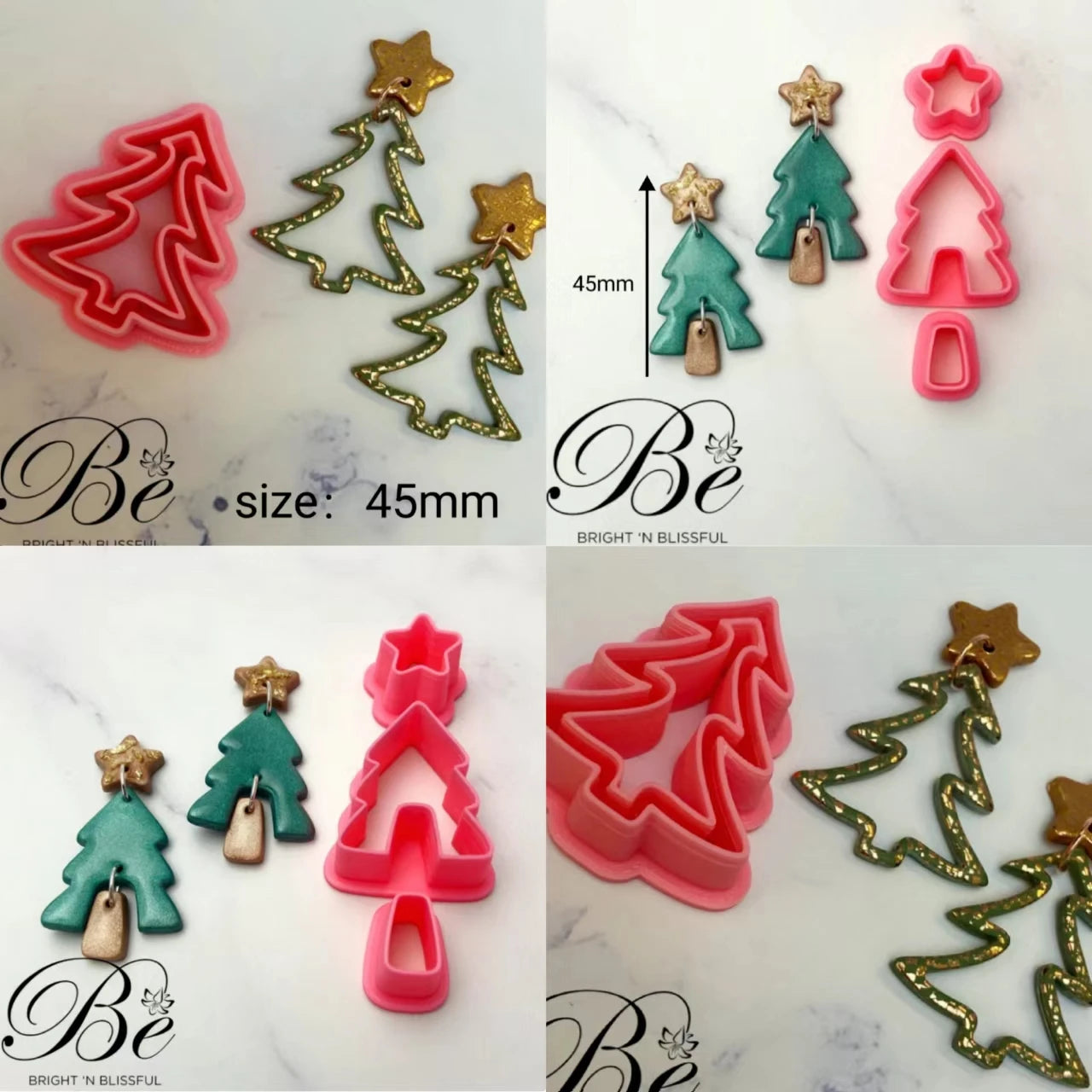 Clay Cutter Shape Christmas Tree Set 3 parts | Unique Shape | Polymer Clay Earring Cutters | UK | Clay Tools | Earring Cutters