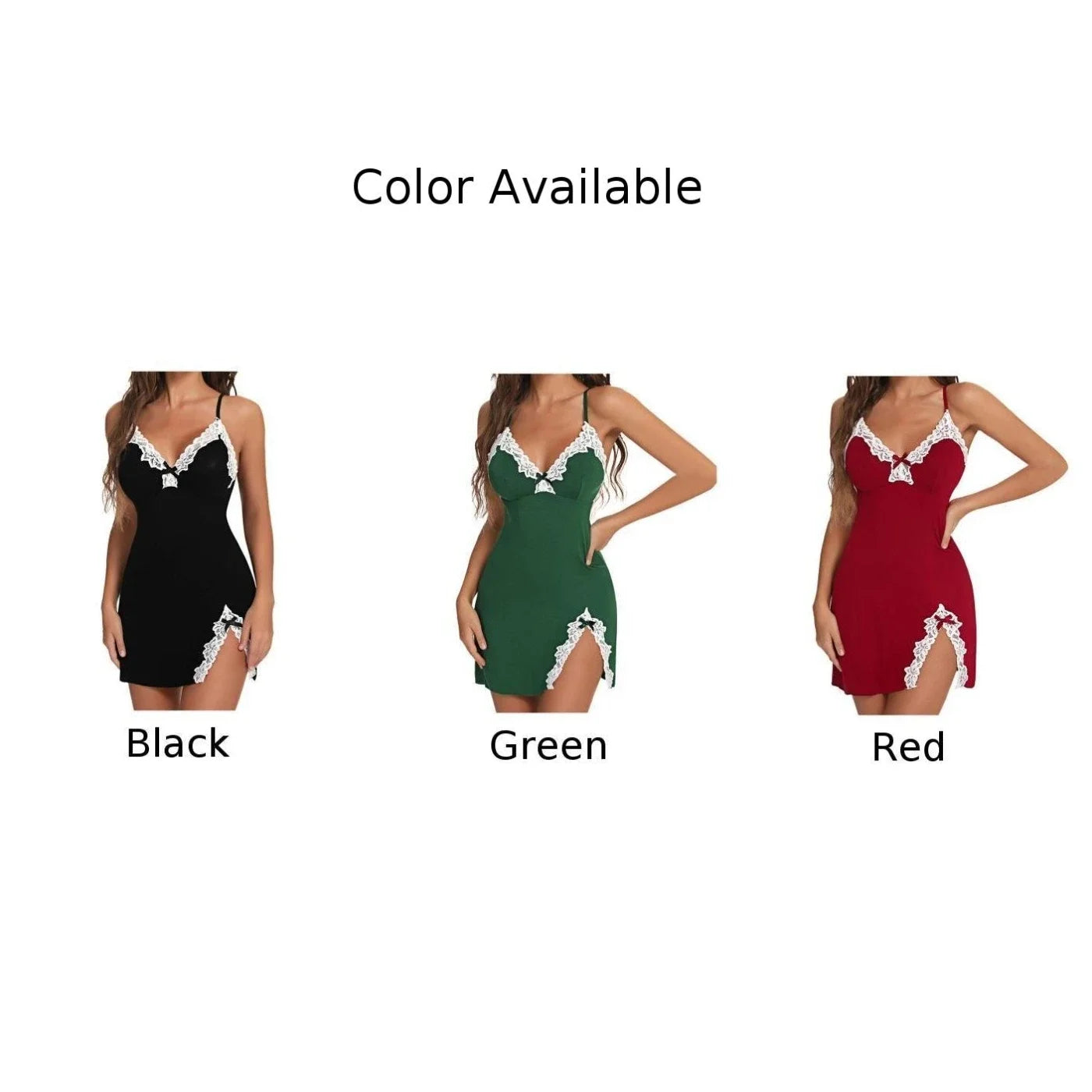 Fashion Sexy Sleepwear Night Lingerie Women Sleeveless Nightwear Sexy V-neck Lace Silk Satin Pajamas Suspender Nightdress