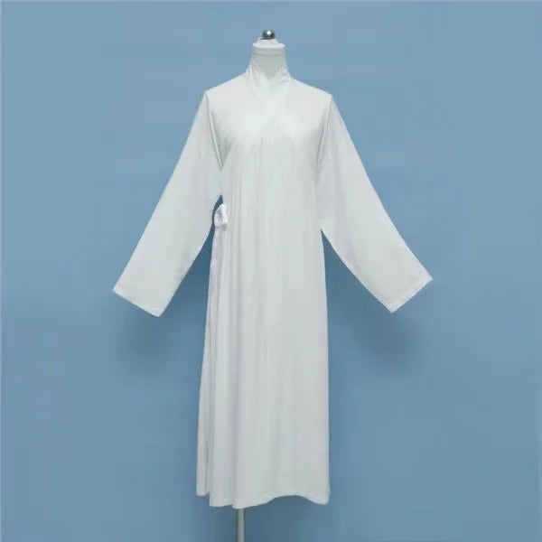 Hanfu Chinese Ming Dynasty Traditional Round Collar Robe Lining Original White Inner Wear Clothing Taoist Robe Lingerie Costume