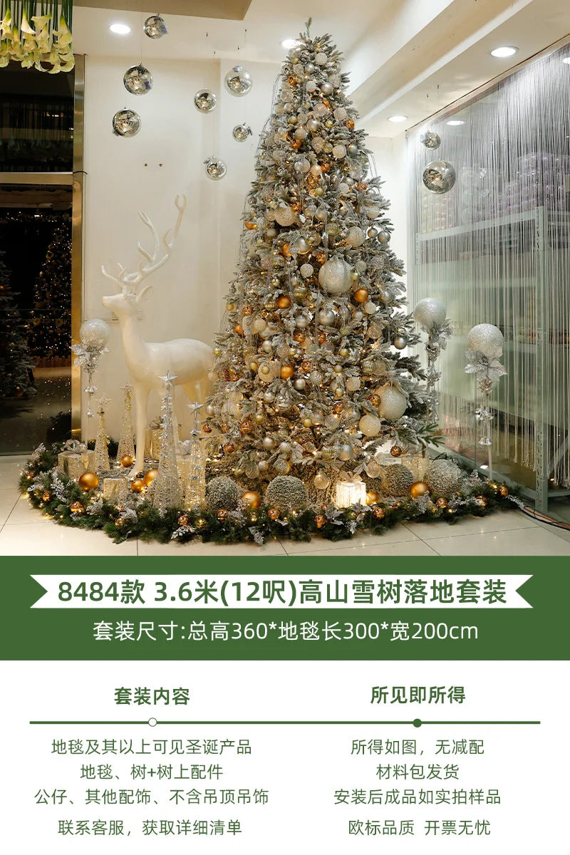 MJY Christmas tree Falling snow Flocking Christmas snowflake tree 2.4 meters 4.5 meters