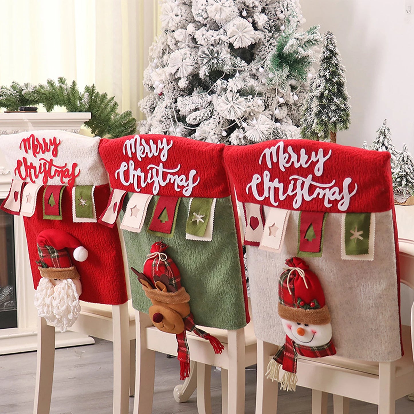 Xmas Seat Back Cover Santa Creative Christmas Decoration Chair Case