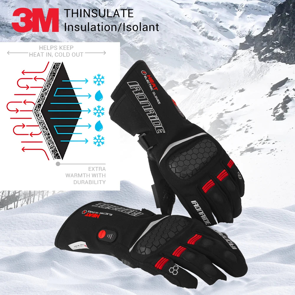 Heated Rechargeable Gloves Waterproof Electric Heated Gloves Thermal Heat Gloves Winter Warm Skiing Snowboarding Fishing Hunting