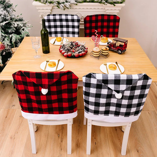 1pc Christmas Chair Cover New Year Decoration Black Red Merry Xmas Ornament Xmas Gifts Navidad Noel Party Supply 2025