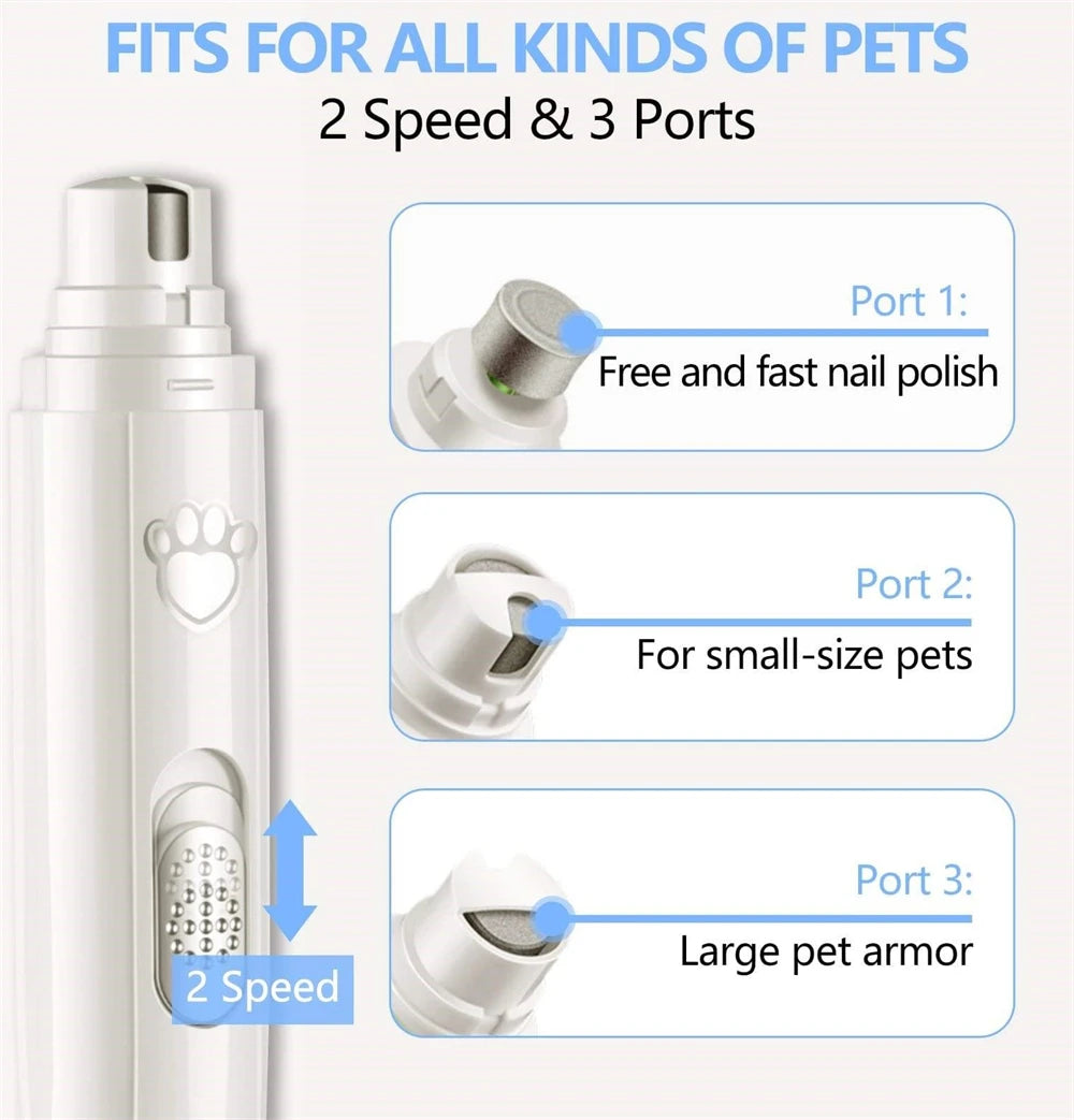 Dog Nail Grinder Pet Cat Dog Nail Trimmers Clippers Kit 2 Speed Rechargeable Electric Pet Cat Nail Grinder Quiet Low Noise