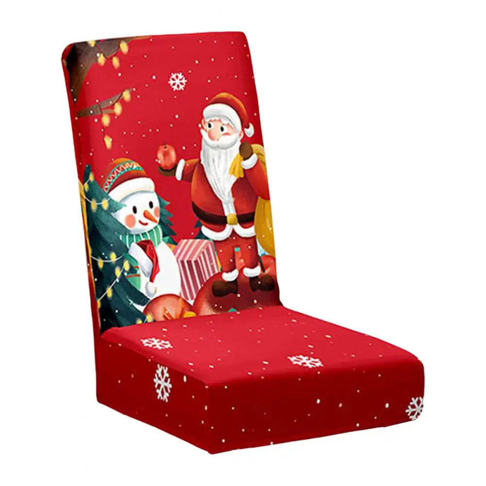 Christmas Chair Cover Dustproof Cartoon Santa Snowman Print New Year Xmas Party Decoration Stretchy Fabric Chair Case Navidad