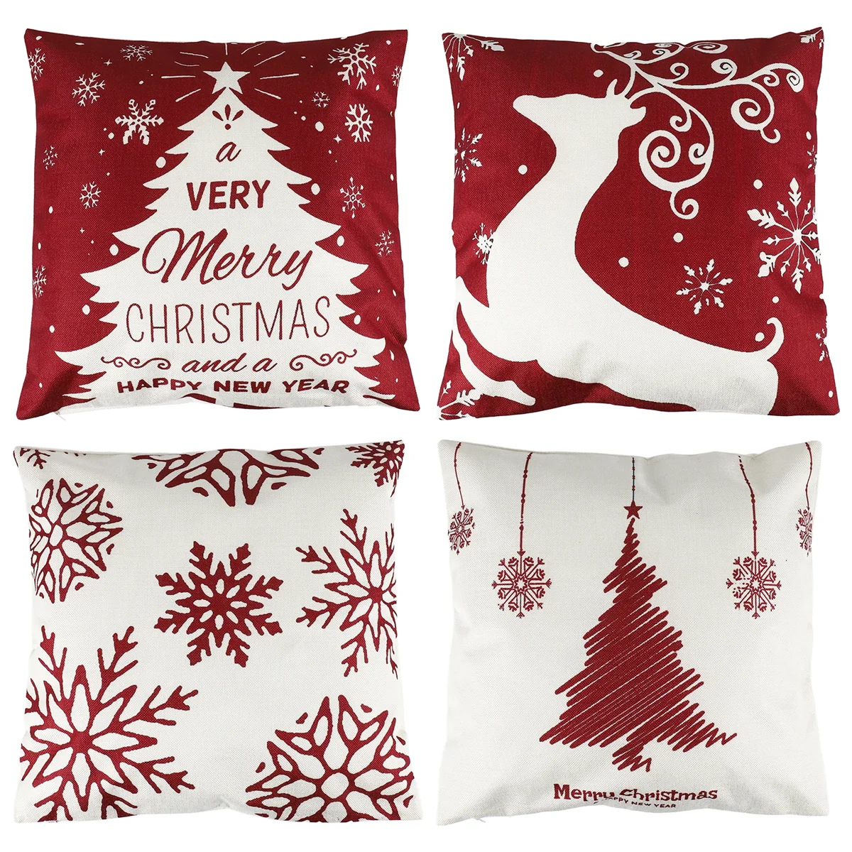 Christmas Pillow Covers 18X18 Set of 4, Decor for Home,Xmas Decorations Throw Cushion Case for Home