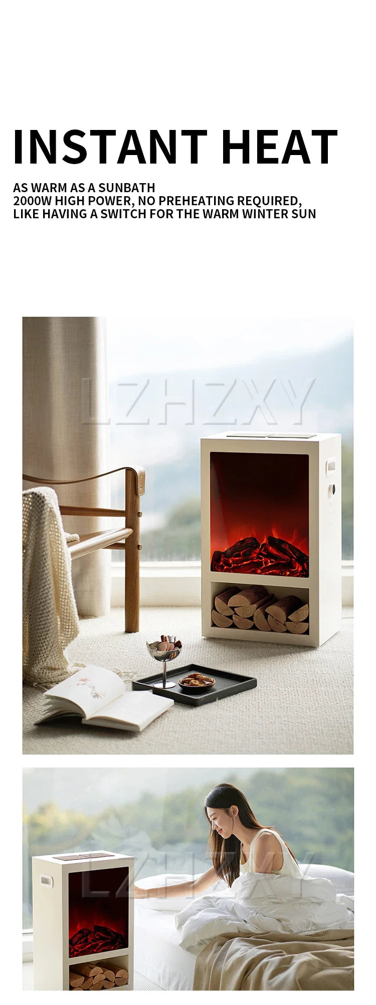 Electric Heater, Household Energy-saving Simulated Flame Electric Heater, Office Fireplace Heating, 20-40㎡ Indoor Heating