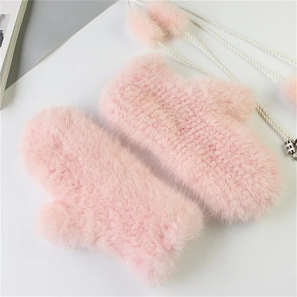 High Quality Warm And Comfortable Fur Gloves Women's Premium Mink Fur Mittens Outdoor Warm Woven Halter Gloves