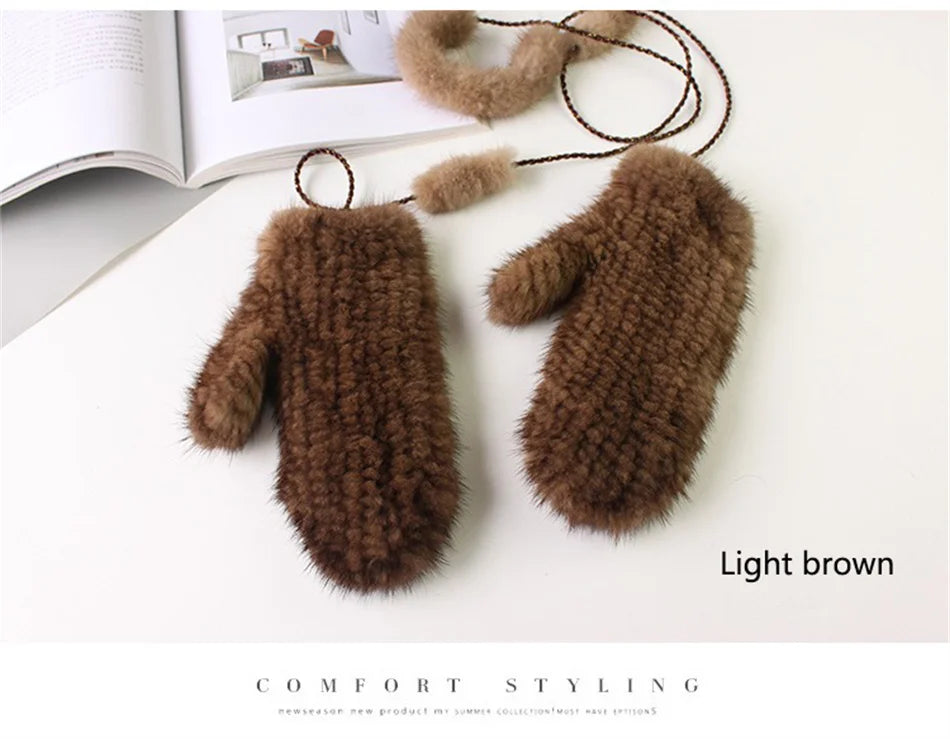 High Quality Warm And Comfortable Fur Gloves Women's Premium Mink Fur Mittens Outdoor Warm Woven Halter Gloves