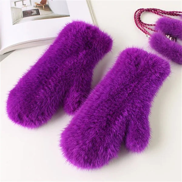 High Quality Warm And Comfortable Fur Gloves Women's Premium Mink Fur Mittens Outdoor Warm Woven Halter Gloves