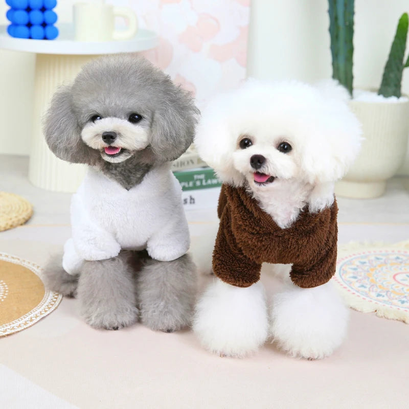 Kawaii Bear Molding Dog Jumpsuit Winter Warm Dog Clothes for Small Dogs Fleece Pet Pajamas Chihuahua Costume Yorkie Puppy Coat