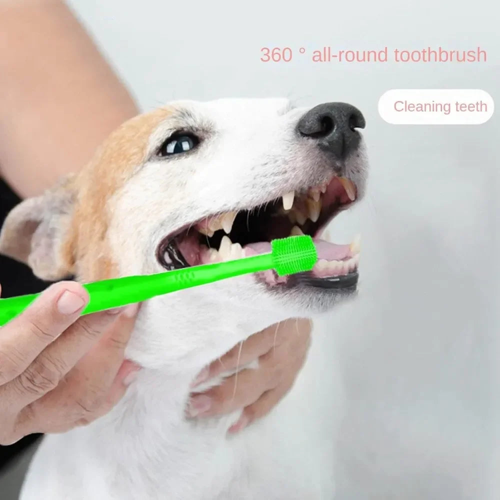 Dog Brush Cat Pet Puppy Gum Finger Toothbrush Dental Care Teeth Cleaning Supplies Kit for Dogs, 2 Pcs 360° Silicone