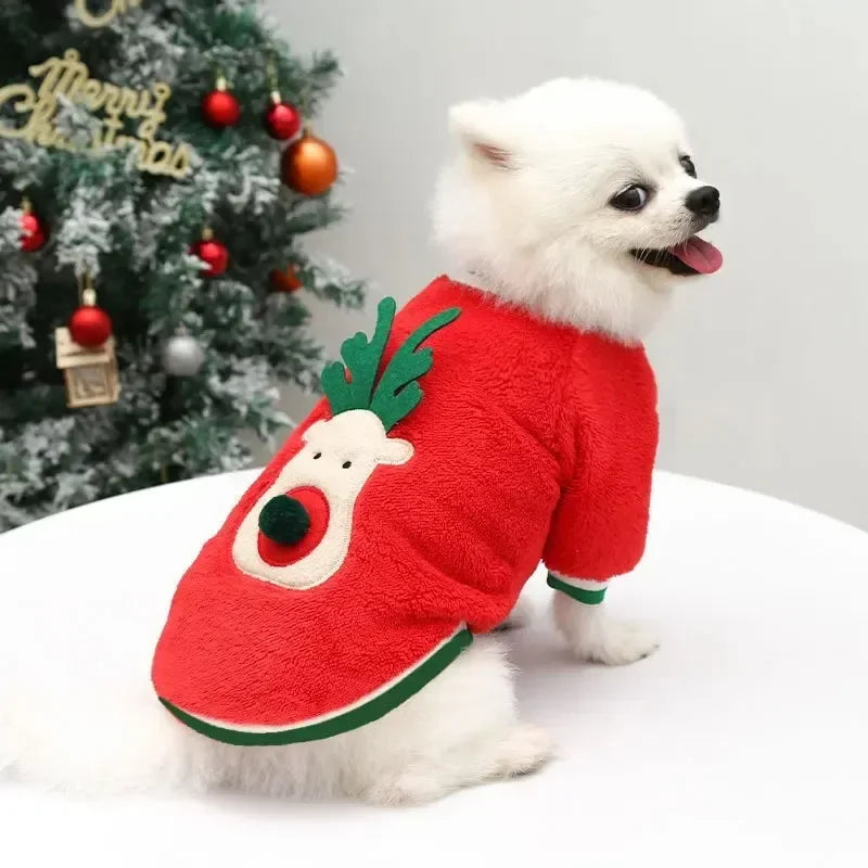 Dog Christmas Clothes Winter Warm Pet Clothes for Small Medium Dogs Elk Santa Claus Dog Cats Coat Hoodies Christmas Dogs Costume