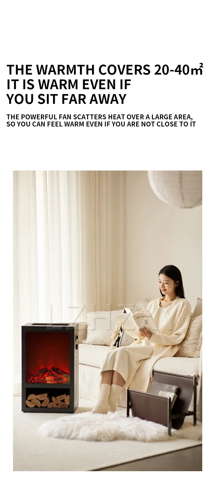 Electric Heater, Household Energy-saving Simulated Flame Electric Heater, Office Fireplace Heating, 20-40㎡ Indoor Heating