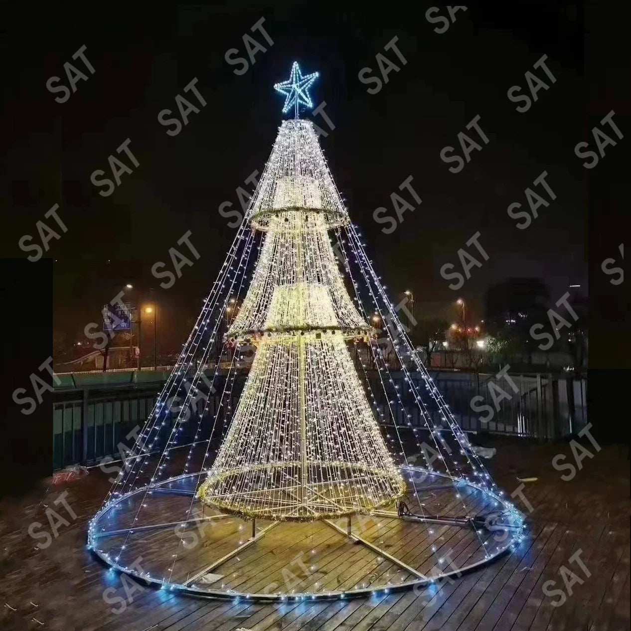 Custom Giant commercial outdoor street Christmas tree decoration led motif light