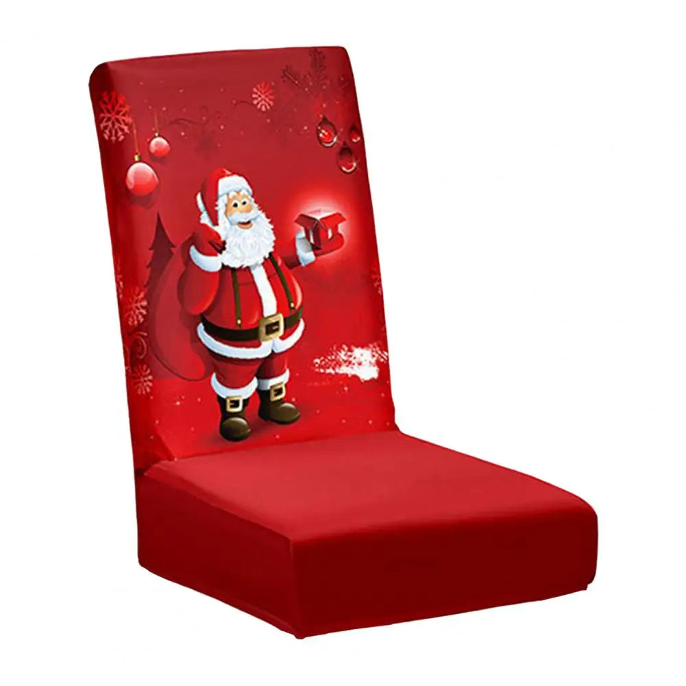 Christmas Chair Cover Dustproof Cartoon Santa Snowman Print New Year Xmas Party Decoration Stretchy Fabric Chair Case Navidad