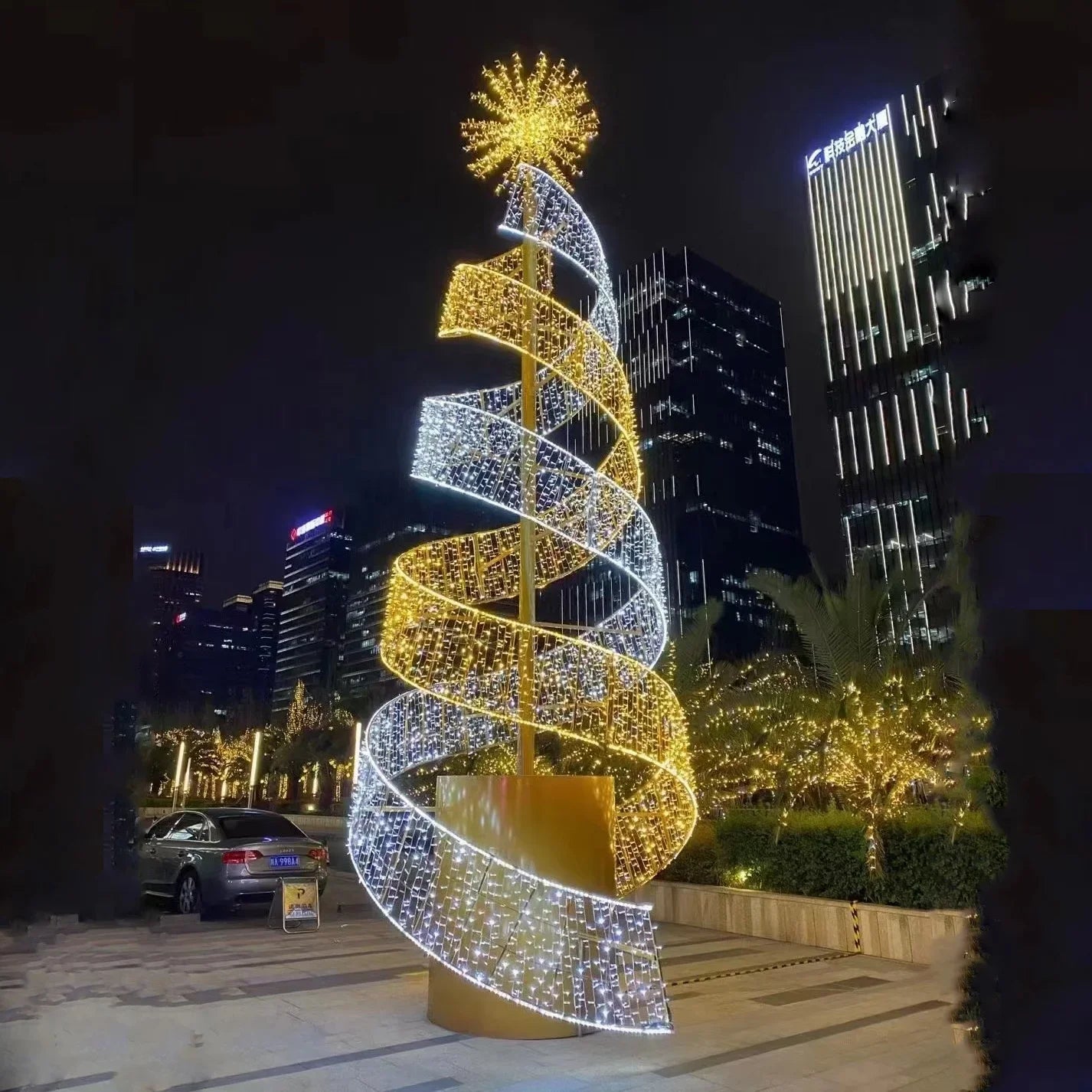 Custom Giant commercial outdoor street Christmas tree decoration led motif light