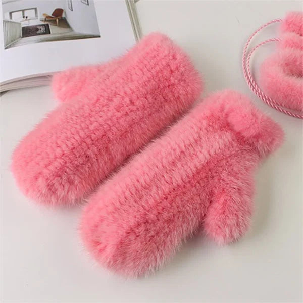 High Quality Warm And Comfortable Fur Gloves Women's Premium Mink Fur Mittens Outdoor Warm Woven Halter Gloves