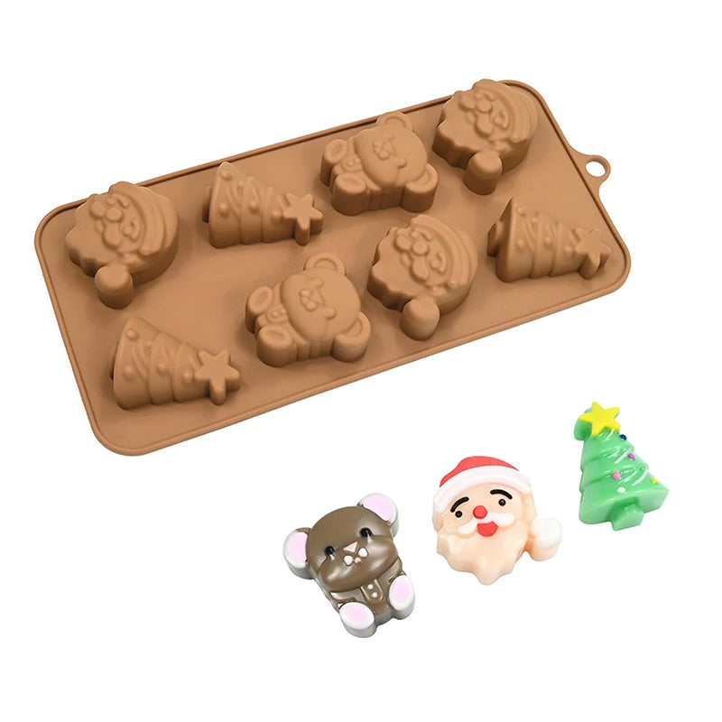 Sweety Baking Tools Christmas Tree Bear Santa Claus Design Chocolate Molds Silicone Candy Moulds Dessert Bakeware