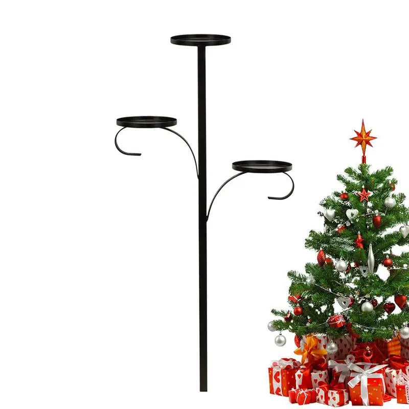 60cm 90cm Iron Triple Tree Topper Candle Holder for Christmas Tree Decor Black 3 Tier Candlestick Shelf For Christmas Home Decor