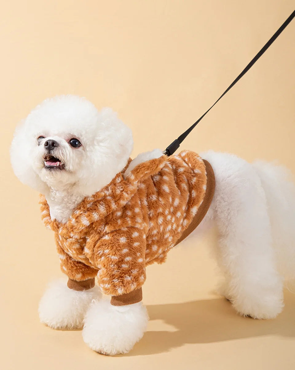 Christmas Cute Elk Transform Outfit  Autumn and Winter Dog Traction Cotton Coat Pet Warm Sweater Halloween Teddy Clothing