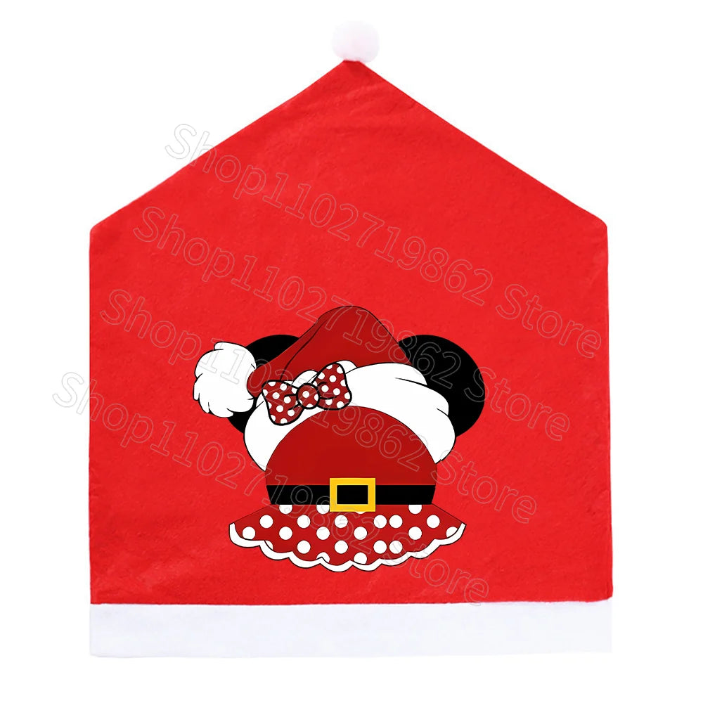 Minnie Mickey Mouse Christmas Chair Covers Decorations 2025 New Year Dinner Party Home Decor Xmas Cartoon Anime Graphic Print