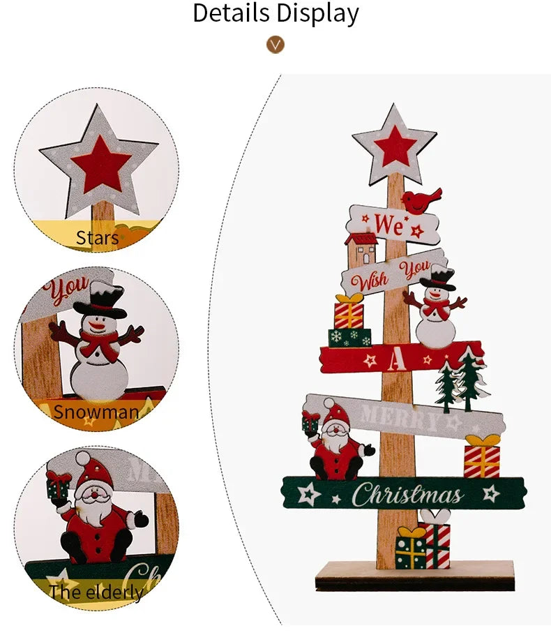 Christmas Xmas Tree Desktop Ornament Santa Claus DIY Decoration Wooden Merry Christmas Signs Plaque 2025 New Years Party Gifts