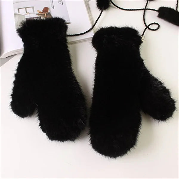 High Quality Warm And Comfortable Fur Gloves Women's Premium Mink Fur Mittens Outdoor Warm Woven Halter Gloves