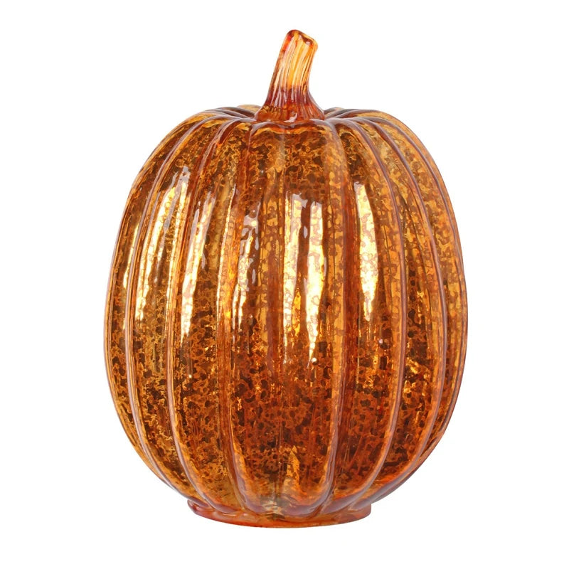 Glass Pumpkin Illuminated With Timer Ornaments Led Light For Centerpiece Thanksgiving Halloween Autumn Decoration