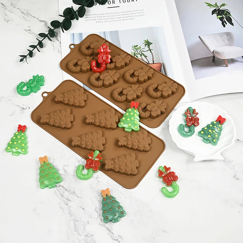 Sweety Baking Tools Christmas Tree Bear Santa Claus Design Chocolate Molds Silicone Candy Moulds Dessert Bakeware