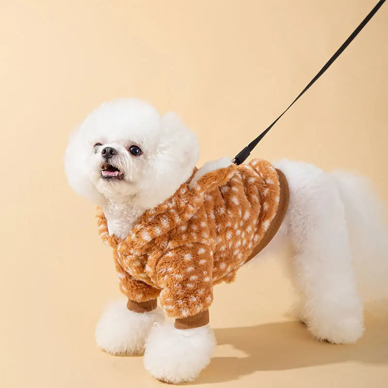 Christmas Cute Elk Transform Outfit  Autumn and Winter Dog Traction Cotton Coat Pet Warm Sweater Halloween Teddy Clothing