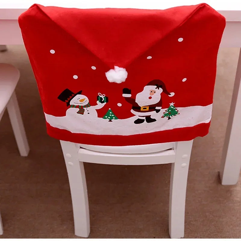 New Year Santa Claus Hat Chair Cover 2023 Christmas Decorations for Home Table Christmas Ornaments Xmas Gifts