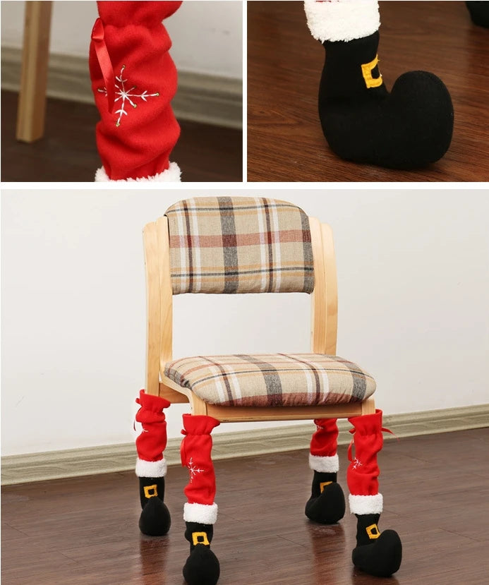 New Funny Christmas Chair Foot Cover Christmas Home Decorating Supplies Stool Table Foot Cover Decorative Props