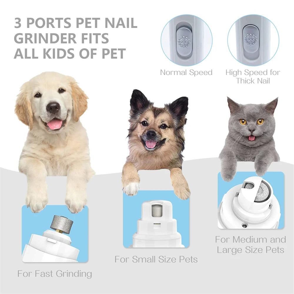 Dog Nail Grinder Pet Cat Dog Nail Trimmers Clippers Kit 2 Speed Rechargeable Electric Pet Cat Nail Grinder Quiet Low Noise