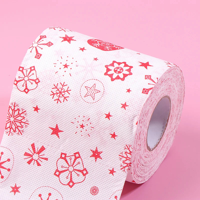 1 Roll Creative Cartoon Toilet Paper Funny Christmas Pattern Series Roll Paper Santa Claus Reindeer Hygienic Paper Rolls Napkins