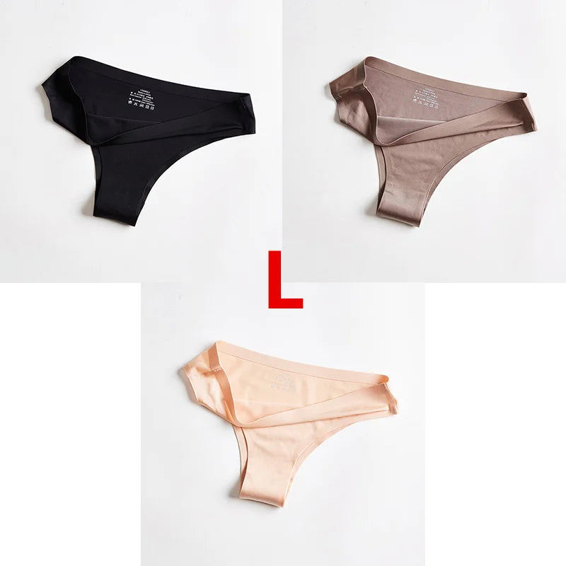 3Pcs Xiaomi Panties Briefs Panties Woman Underwear Sexy Seamless Thong T-back G-string Underpant Ice Silk Ladies Panties