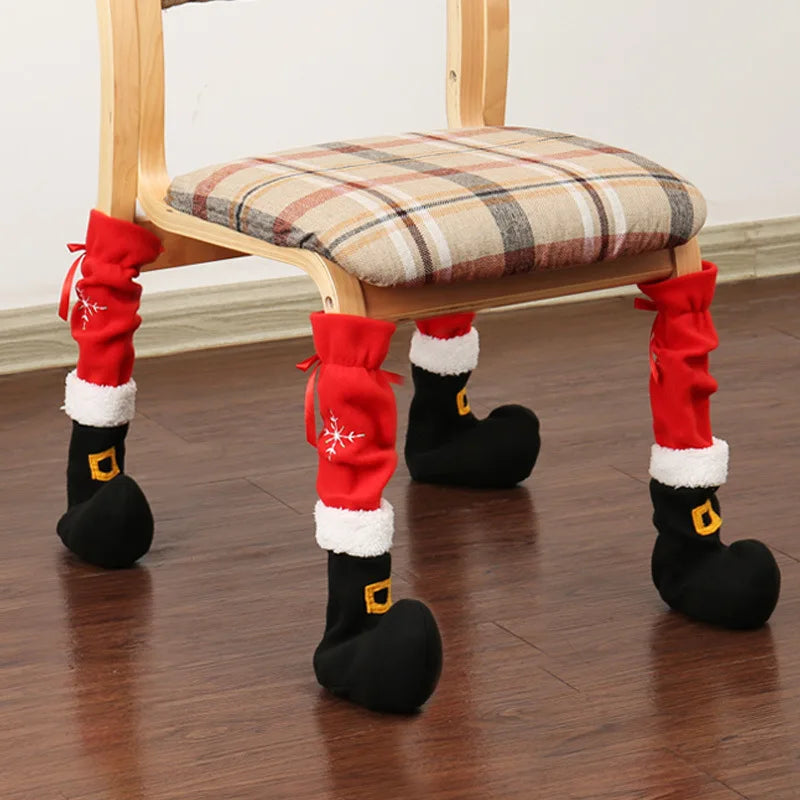 New Funny Christmas Chair Foot Cover Christmas Home Decorating Supplies Stool Table Foot Cover Decorative Props