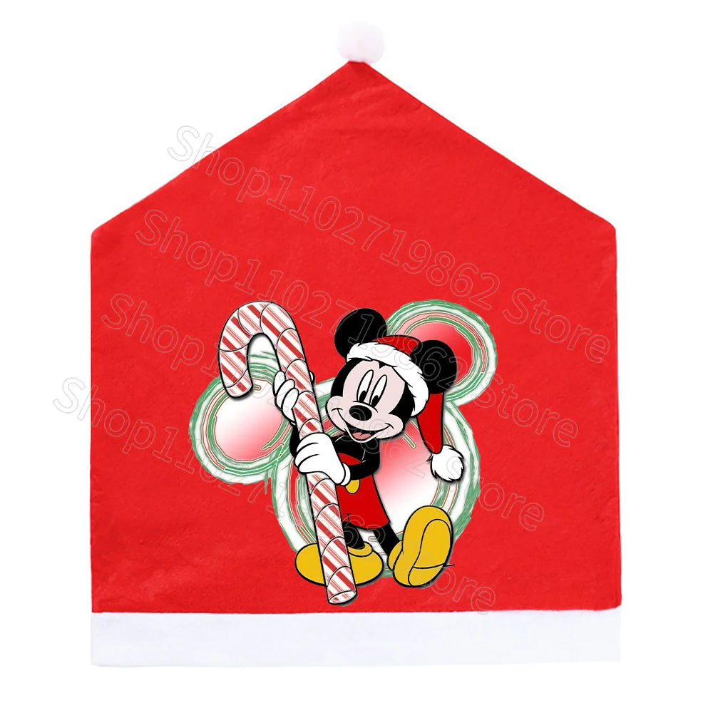 Minnie Mickey Mouse Christmas Chair Covers Decorations 2025 New Year Dinner Party Home Decor Xmas Cartoon Anime Graphic Print