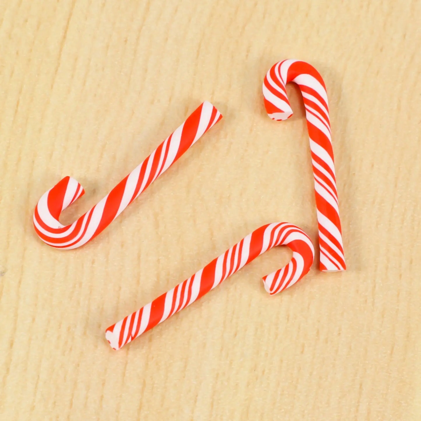 50Pcs Red And White Handmade Christmas Candy Cane Kawaii Miniature Food Home Decor