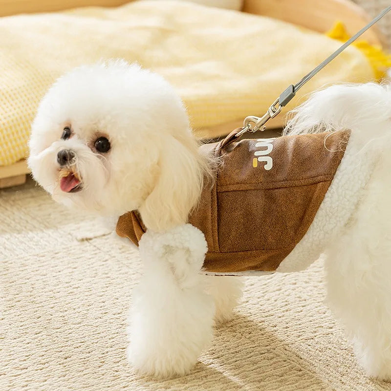 Winter Thick Warm Dog Coat Trendy Cool Pet Vest Dog Two Leg Clothes Teddy Bear Fashion Clothing XS-XL Pet Supplies