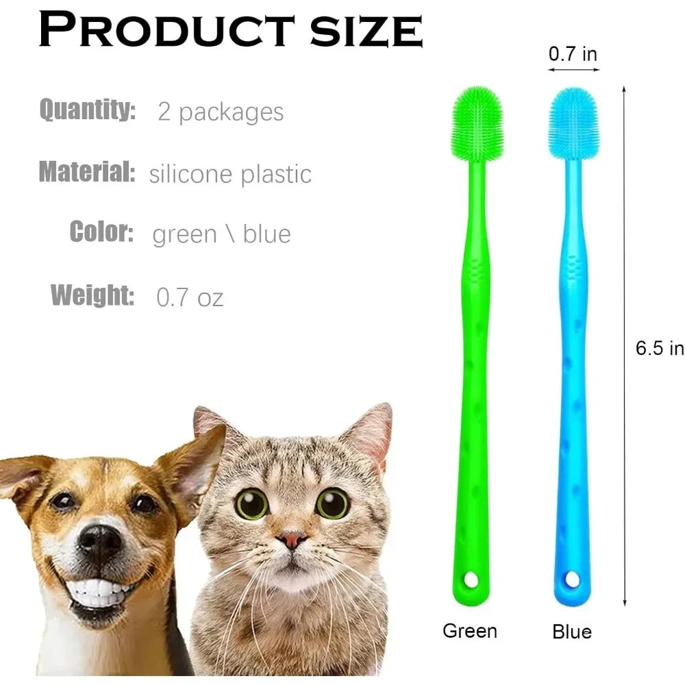 Dog Brush Cat Pet Puppy Gum Finger Toothbrush Dental Care Teeth Cleaning Supplies Kit for Dogs, 2 Pcs 360° Silicone