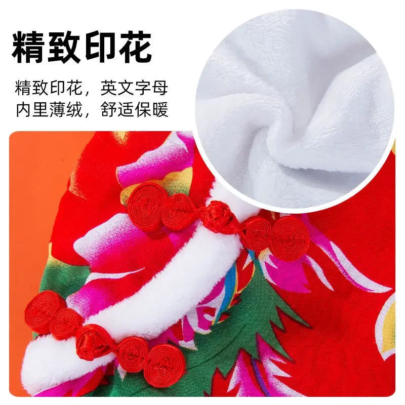 National Style Big Flower Padded Jacket Puppy Dog Clothes Autumn and Winter Velvet Warm Two Feet Teddy Pet Clothing