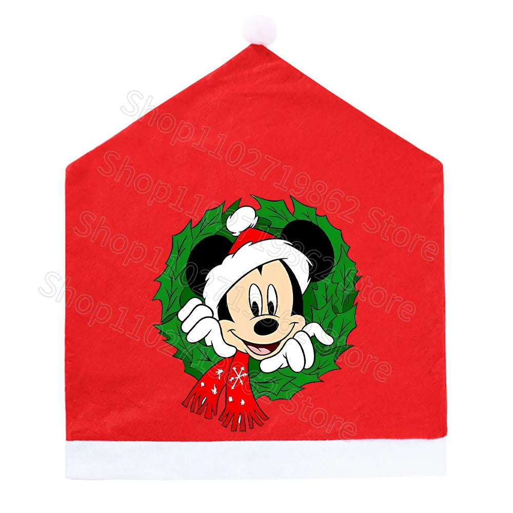 Minnie Mickey Mouse Christmas Chair Covers Decorations 2025 New Year Dinner Party Home Decor Xmas Cartoon Anime Graphic Print